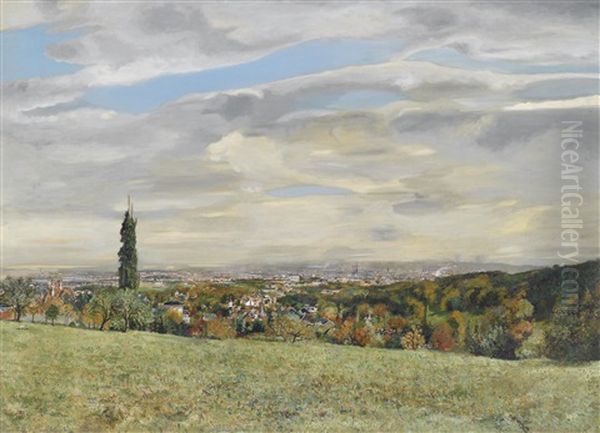 Blick Vom Wienerwald Auf Wien Oil Painting by Wilhelm Hans Braun