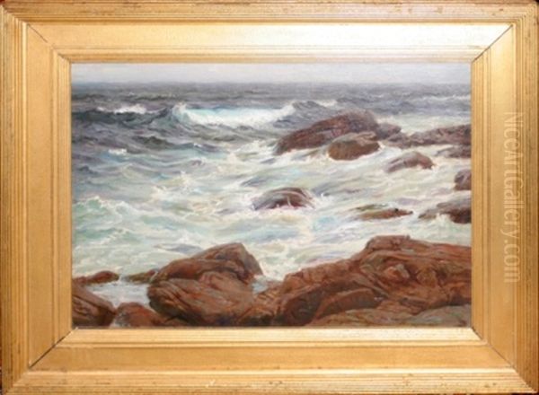 Rocky Coastline Oil Painting by Olaf Martinus Brauner