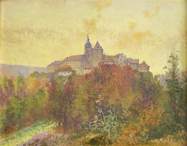 Prague Castle Oil Painting by Zdenka Braunerova