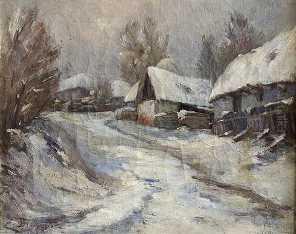 Village Oil Painting by Zdenka Braunerova