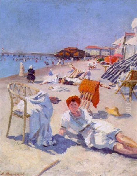 Am Strand Oil Painting by Eduard Otto Braunthal