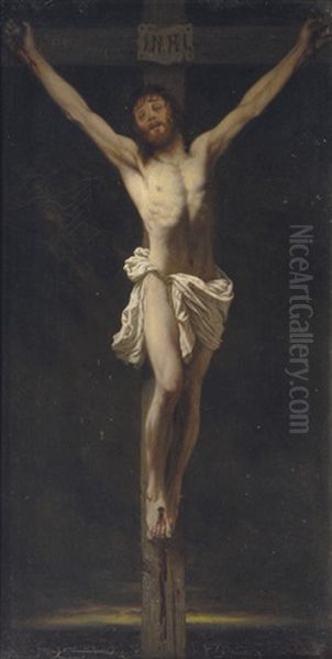 Christ On The Cross Oil Painting by Otto Brausewetter