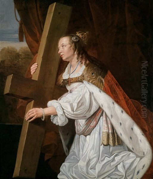 Die Heilige Helena Tragt Das Wahre Kreuz Christi Oil Painting by Jan De Bray