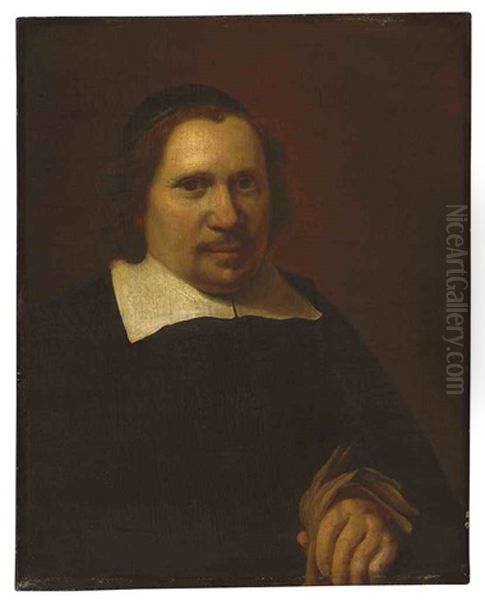 Portrait Of A Man Holding Gloves Oil Painting by Jan De Bray