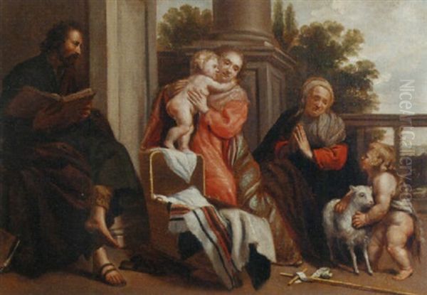 Die Heilige Familie Mit Elisabeth Und Dem Johannesknaben Oil Painting by Jan De Bray