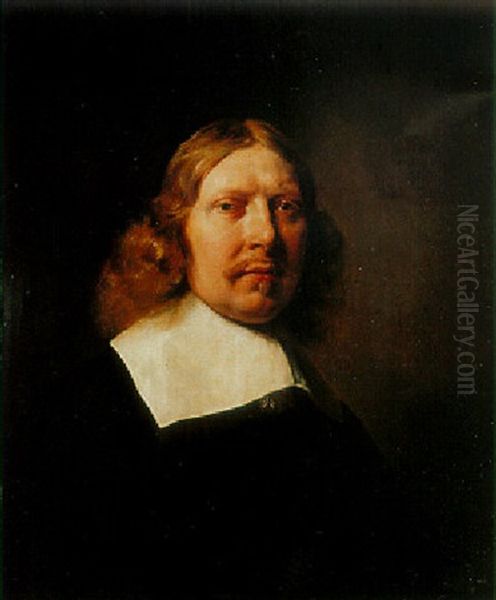 Portrait Of A Man Aged 47, Bust Length, Wearing White Collar Oil Painting by Jan De Bray