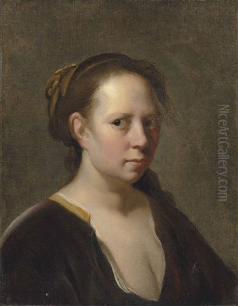 Head Of A Woman In A Brown Dress Oil Painting by Salomon de Bray