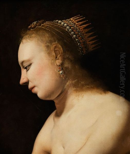 Bustenansicht Einer Biblischen Oder Mythologischen Frau Mit Diadem Oil Painting by Salomon de Bray