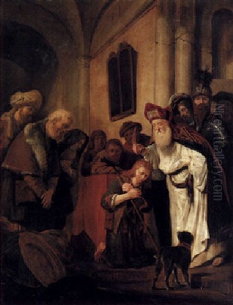 Samuel Anointing David Oil Painting by Salomon de Bray