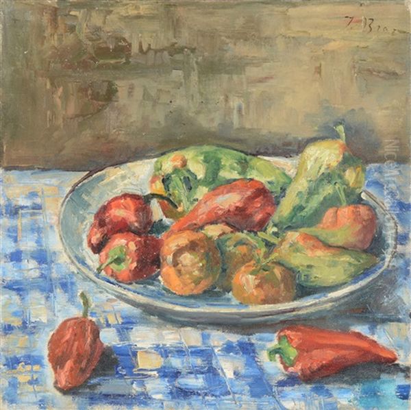 Still Life Of Fish On Table Oil Painting by Iosif Braz