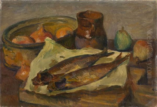 Still Life With Fish Oil Painting by Osip Emmanuelovich Braz