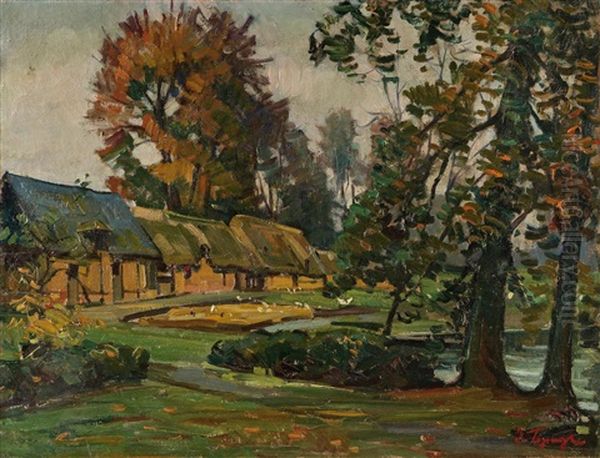 Waldlandschaft Mit Bauernhof Oil Painting by Osip Emmanuelovich Braz