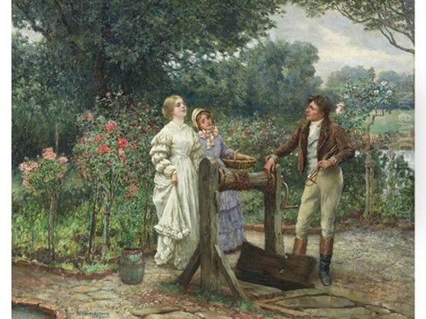 Flirting Oil Painting by William A. Breakspeare