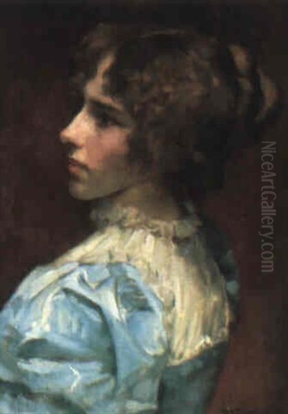 The Blue Dress Oil Painting by William A. Breakspeare