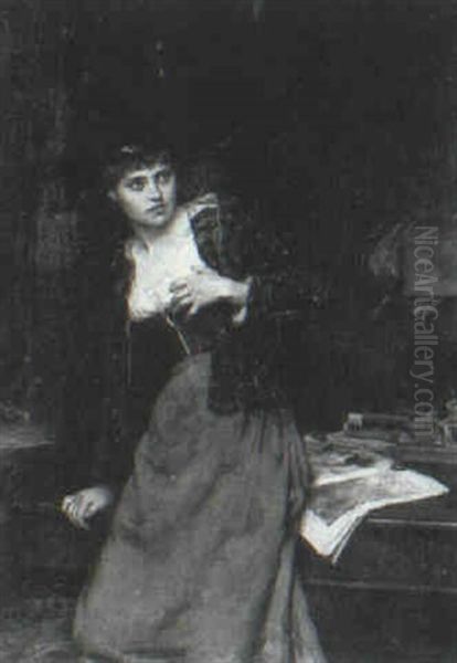 Alarmed Oil Painting by William A. Breakspeare