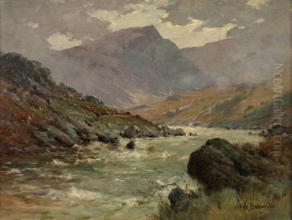 Paysage De Montagne Oil Painting by Alfred de Breanski Sr