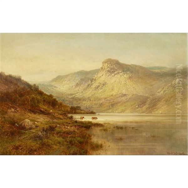 A September Morn - The Eagle's Rock, Loch Katrine Oil Painting by Alfred de Breanski Sr