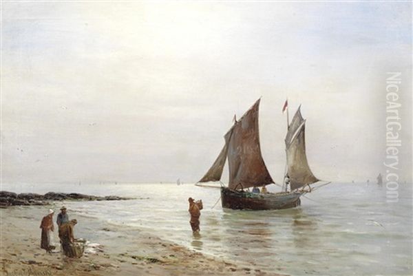 On A Beach by Gustave de Breanski