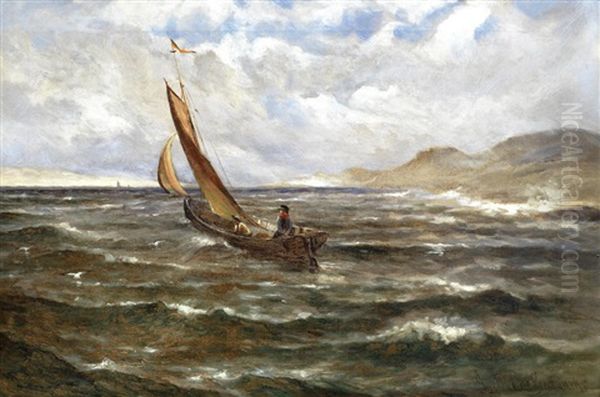 Sailing Boat In Choppy Waters by Gustave de Breanski