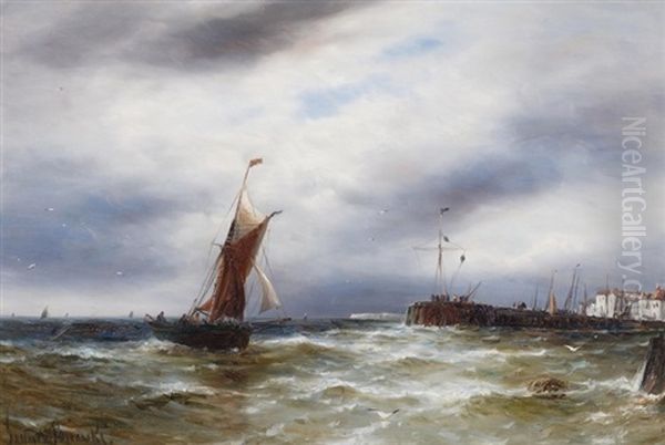 Fischerboot In Den Hafen Zuruckkehrend by Gustave de Breanski