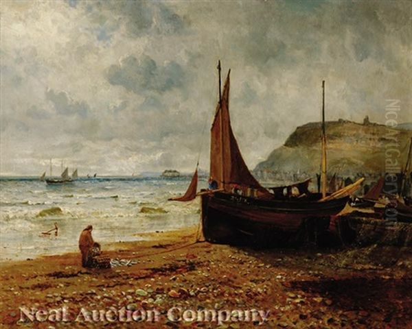 Hastings Sussex, Looking West Oil Painting by Gustave de Breanski