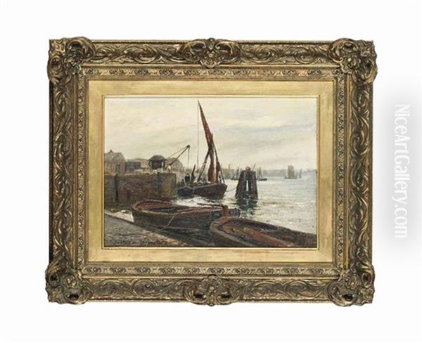 The Docks At Greenwich Oil Painting by Gustave de Breanski