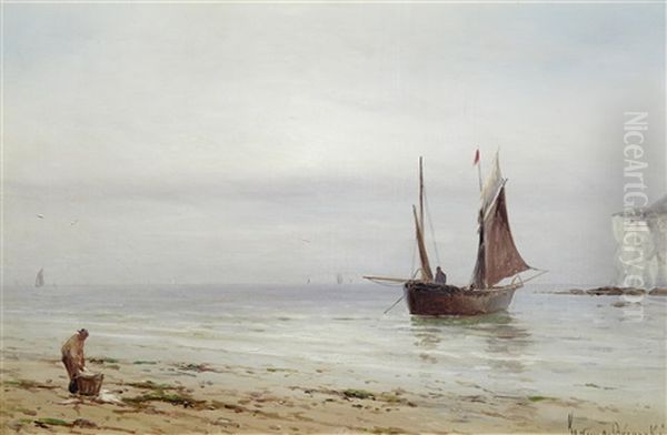 Fishing Off The Dorset Coast Oil Painting by Gustave de Breanski