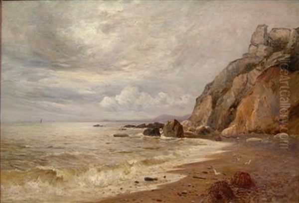 Storm Clearing Off Branscombe (sketch) Oil Painting by Gustave de Breanski