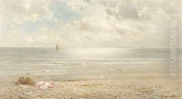 A Silvery Morning Oil Painting by Gustave de Breanski