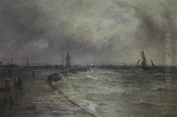 The Harbour Mouth, Gorleston Oil Painting by Gustave de Breanski