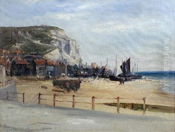 Hastings Beach, Sussex Oil Painting by Gustave de Breanski