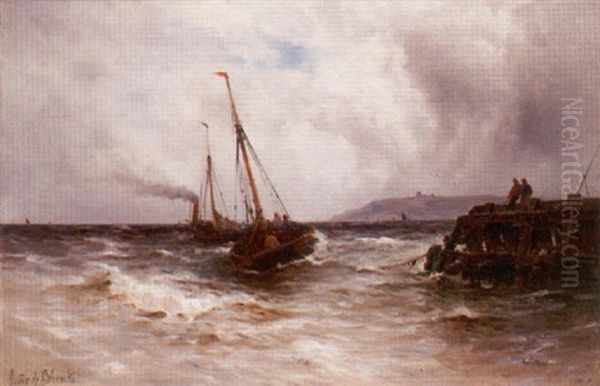 Off The Isle Of Wight Oil Painting by Gustave de Breanski