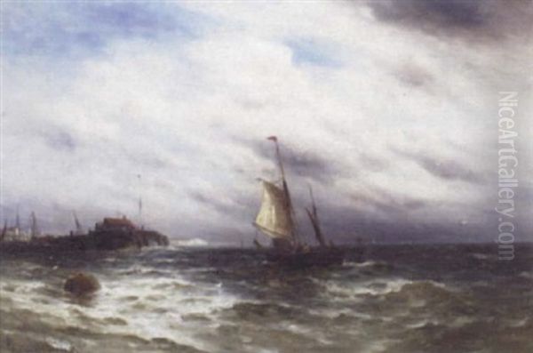 Coast Scene Oil Painting by Gustave de Breanski