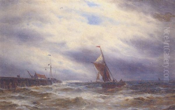 Entering Harbour Oil Painting by Gustave de Breanski