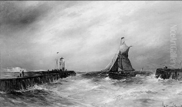 Entering Harbour Oil Painting by Gustave de Breanski