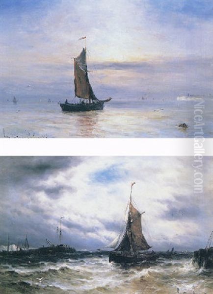 Fishing Vessel Entering Harbour Oil Painting by Gustave de Breanski