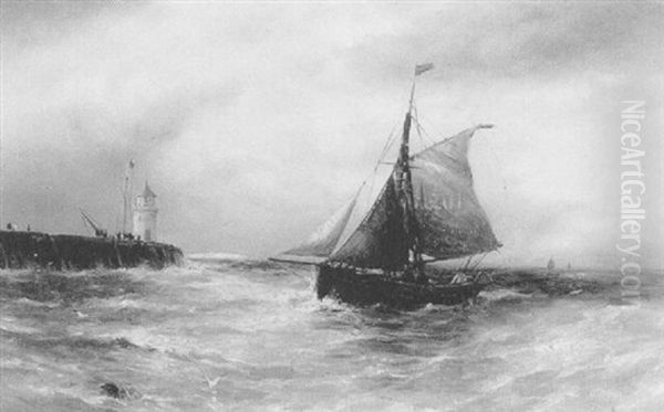 Entering Port Oil Painting by Gustave de Breanski