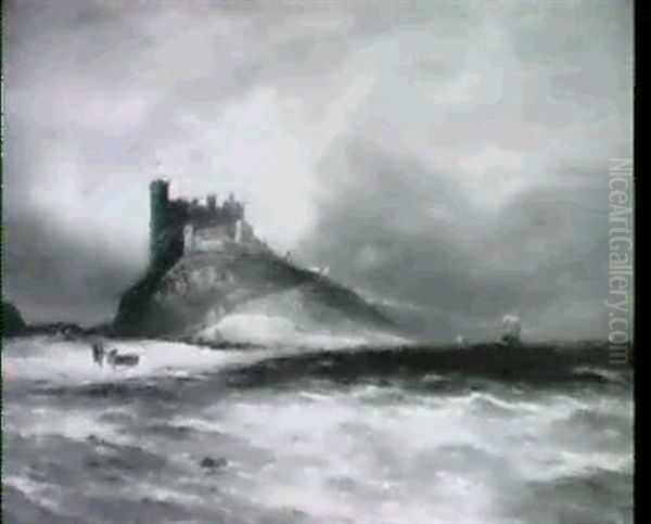 Bamburgh Castle Oil Painting by Gustave de Breanski