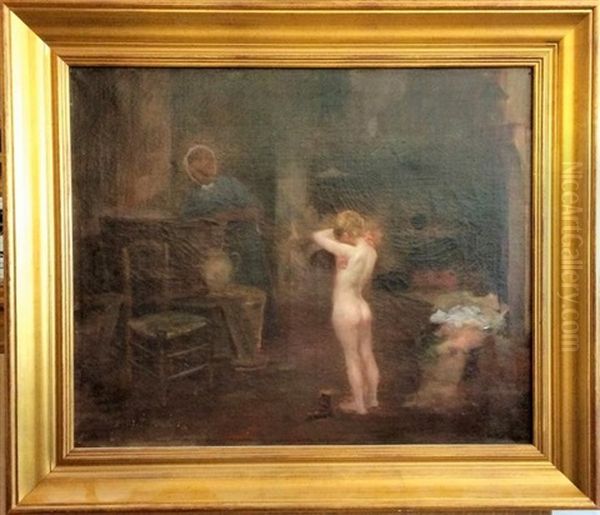 Avant Le Bain Oil Painting by Albert Breaute