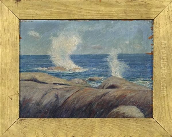 Crashing Waves Oil Painting by John Leslie Breck