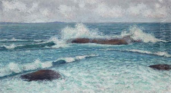 Surf At Gloucester Oil Painting by John Leslie Breck