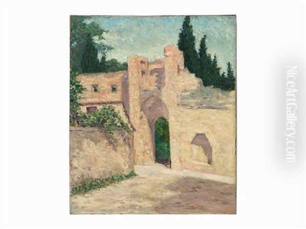 Untitled (courtyard) Oil Painting by John Leslie Breck