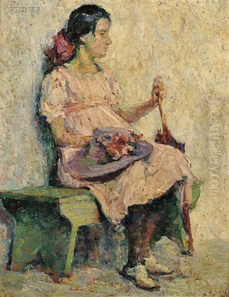 Portrait Of Margaret Lyle (1901-1973) Oil Painting by Hugh Henry Breckenridge