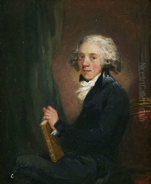 Portrait Of The Scottish Physician Sir William Fordyce (1724-1792), Seated, Halflength, Holding A Book In His Hand Inscribed 'fordyce Frag. Med. X.', On The Spine Oil Painting by Carl Fredrik van Breda