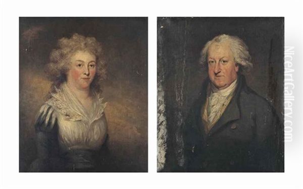 Portrait Of Mary Scandrett Harford, Nee Gray (1750-1830...; Portrait Of William Battersby (1732-1812), Half-length, In A Brown Coat...(pair) Oil Painting by Carl Fredrik van Breda