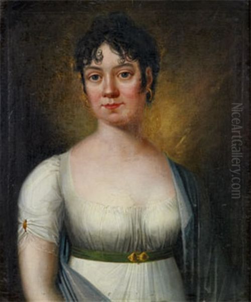 Portratt - Froken Hastesko Oil Painting by Carl Fredrik van Breda