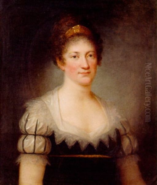 Drottning Hedvig Elisabet Charlotta I Hovdrakt Oil Painting by Carl Fredrik van Breda