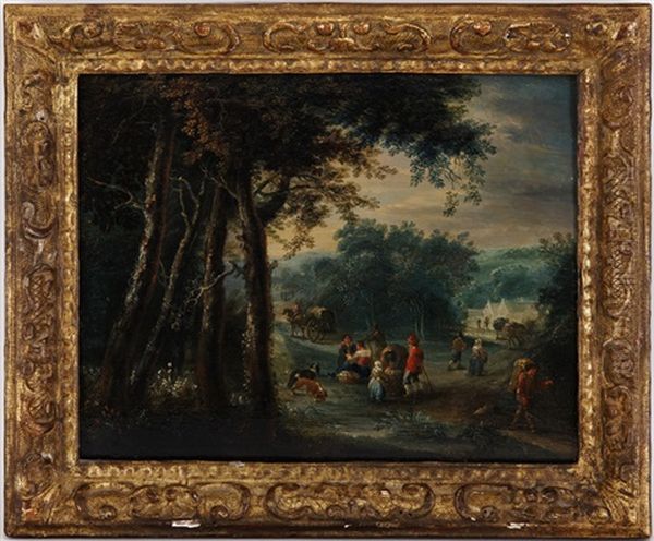 Paysages Animes (pair) Oil Painting by Jan Frans van Bredael the Elder