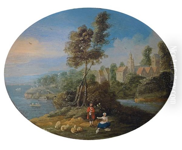 Kustenlandschaft Mit Einem Schaferpaar Oil Painting by Jan Frans van Bredael the Elder