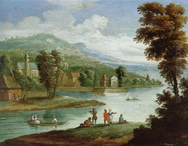 Fluslandschaft Mit Figuren Oil Painting by Jan Frans van Bredael the Elder